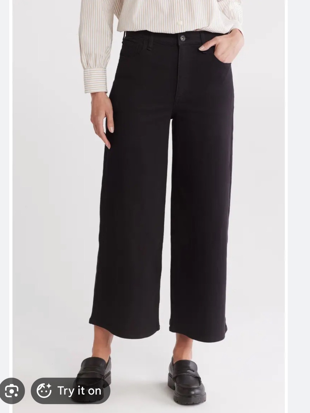 rag & bone Black Serena High-Rise Crop Wide Pants